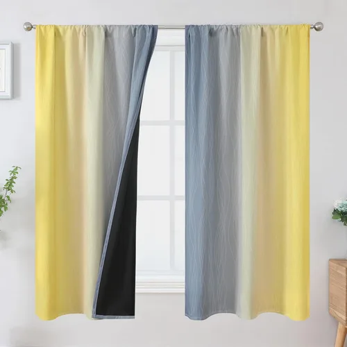 Vista 74 de Estelar Textiler Cortinas oscurecedoras beige y blanco grisáceo de 45 pulgadas de largo, cortinas graduadas con bloqueo de luz para baño, cortinas