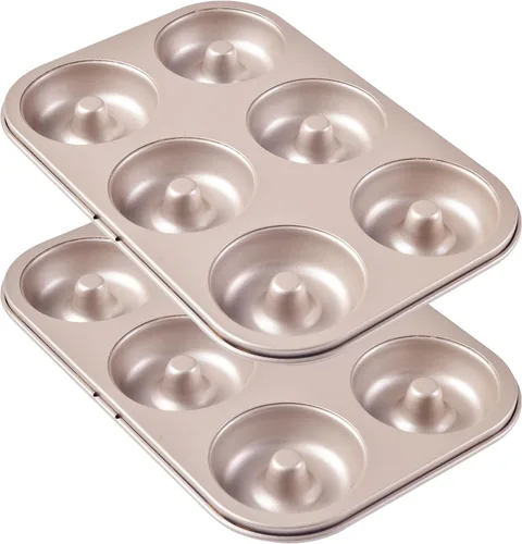 Vista 11 de Molde de Donas Elegante, Molde de Donas de 6 Cavidades, Molde de Bundt de Acero Resistente Antiadherente con Forma de Corazón y Flor, Redondo, Juego