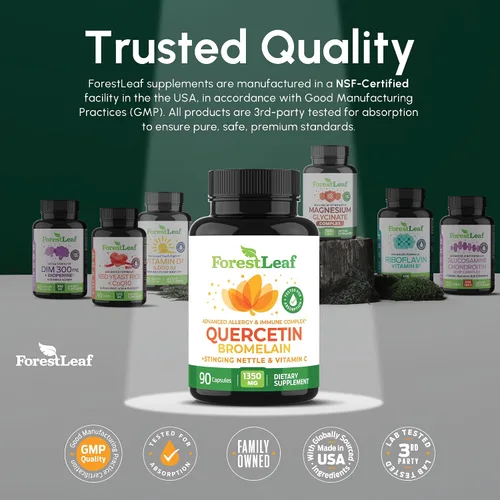 Vista 7 de Quercetina 500 mg con bromelina, vitamina C y ortiga picante. Suplemento avanzado para senos nasales y alergias. 90 cápsulas vegetales naturales.