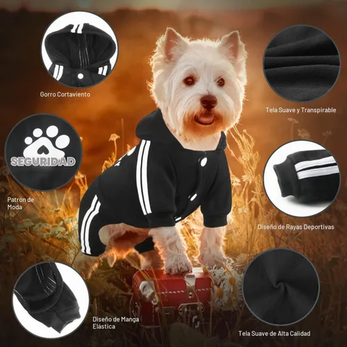 Vista 6 de Sudadera de seguridad con capucha para perros de 4 patas - Mono con sudadera - Sudaderas - Ropa suave y cálida para perros - Suéter con capucha