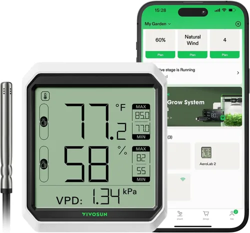 Vista 10 de VIVOSUN AeroLab THB1 Termómetro Higrómetro Inalámbrico Bluetooth para Interior, Monitor Inteligente de Temperatura, VPD, Medidor de Humedad Digital