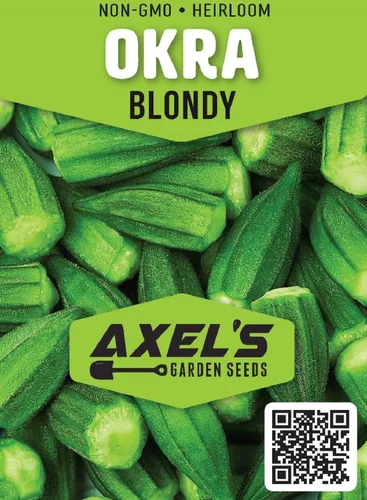 Vista 2 de Blondy Okra Seeds para plantar, 1 paquete 25 semillas Reliquia y sin OMG