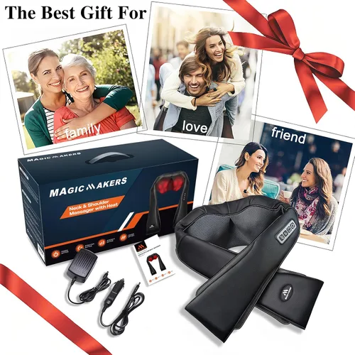 Vista 7 de MagicMakers - Masajeador Eléctrico Shiatsu de Cuello con Calor - Alivio del Dolor para la Espalda, Hombros y Pies - Regalo para Hombres, Mujeres