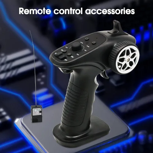 Vista 3 de Controlador RC de 2.4 GHz 4 canales remoto y receptor transmisor de radio digital para tanque de barco de coche RC (versión actualizada)
