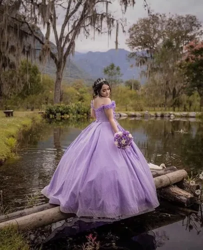 Vista 3 de Youjiayi Vestidos de quinceañera florales 3D para mujer, vestidos largos de tul hinchados, vestidos de baile de graduación con hombros descubiertos