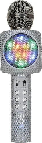 Vista 7 de Wireless Express - Micrófono de karaoke Bling Bluetooth para cantar y altavoz estéreo Bluetooth todo en uno (Confetti Bling)