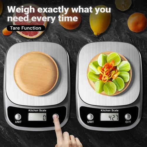 Vista 3 de GRAM PRES Báscula de cocina para alimentos, peso digital, gramos y onzas,Báscula digital profesional de alimentos de cocina de 22.0 lbs/0.04 oz