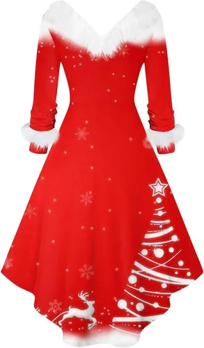 Vista 2 de Azeralia Vestidos para mujer 2023, a la moda, talla grande, sexy, cuello en V, ajustado, vestido de fiesta, elegante, vestidos de Navidad