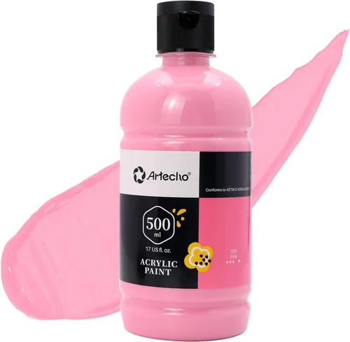 Vista 21 de Artecho Juego de pintura acrílica de 12 colores en envases grandes (500ml/17oz), pintura para manualidades artísticas para suministros de arte