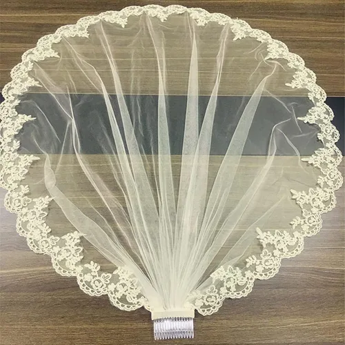 Vista 5 de Hujoin Velos de novia para novia velo de novia de encaje con peine elegante