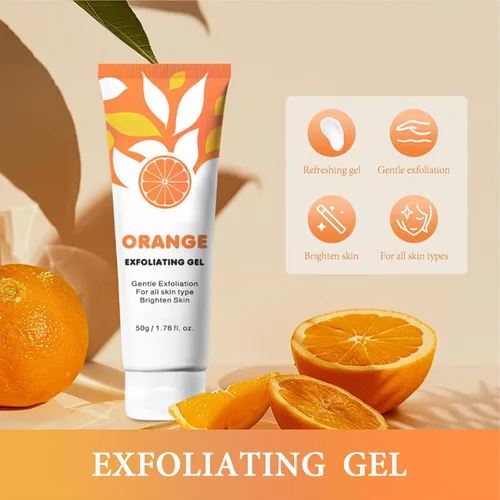 Vista 2 de Exfoliante de gel exfoliante naranja, gel exfoliante facial hidratante de limpieza profunda, gel exfoliante para el cuidado de la piel para cara