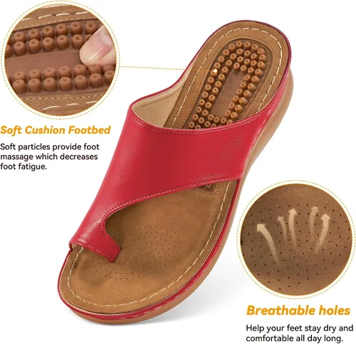 Vista 8 de Sandalias ortopédicas de cuña para mujer: cómodas y elegantes sandalias de verano para mujer, cómodas y casuales para caminar con plataforma