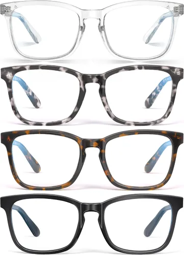 Vista 11 de Square Blue Light Glasses for Women Men Clear Frame Computer negro (Black&Clear)