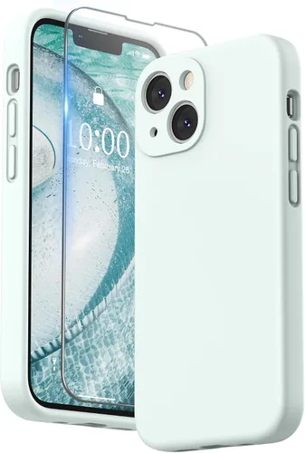 Vista 28 de SURPHY Funda compatible con iPhone 13 Mini con protector de pantalla, (protección de cámara y forro de microfibra suave), funda de silicona líquida