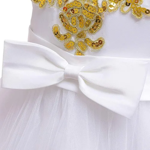 Vista 4 de ODASDO Vestido de niña de flores para niños, con lentejuelas, lazo, tutú, princesa, boda, dama de honor, fiesta de cumpleaños, desfile, 6M-11T