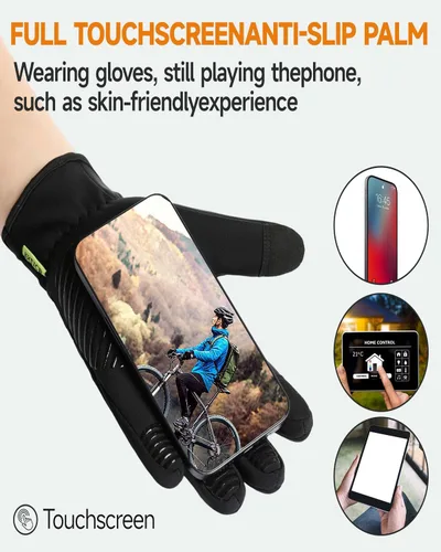 Vista 5 de Guantes de invierno para hombre, impermeables y resistentes al viento, guantes de ciclismo de 10 F para mujer, guantes cálidos para pantalla táctil