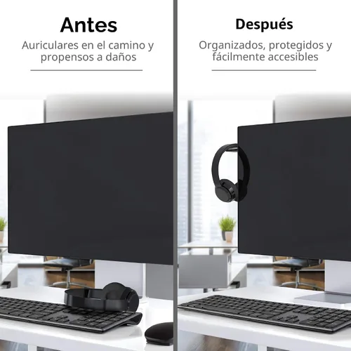 Vista 3 de TotalMount Soporte de monitor para auriculares y auriculares (soporte de grado premium ahorra espacio en el escritorio y protege los auriculares)