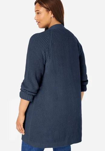 Vista 3 de Woman Within Cárdigan Shaker con botones en la parte delantera de talla grande para mujer