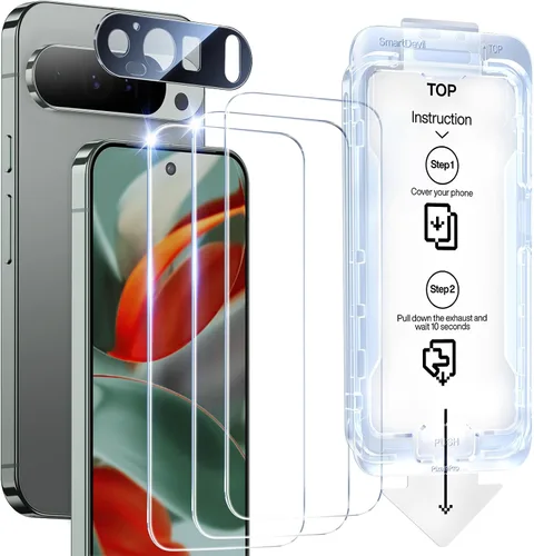 Vista 15 de SMARTDEVIL [Paquete de 3+3] Protector de pantalla para Google Pixel 7A con protector de lente de cámara, compatible con lector de huellas