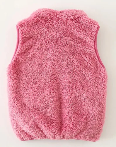 Vista 2 de Boys Girls Sleeveless Jacket Polar Soft Sherpa Fleece Vest Outerwear Zip up Pockets