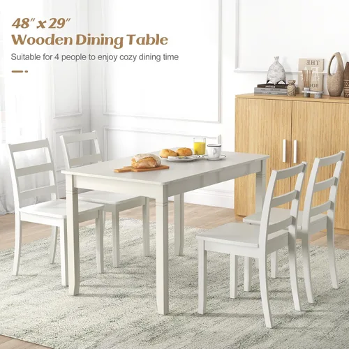 Vista 15 de Giantex Mesa de comedor para 4 personas, mesa de cocina de 48 x 29 pulgadas con patas de madera, mesa de comedor rectangular para espacios pequeños