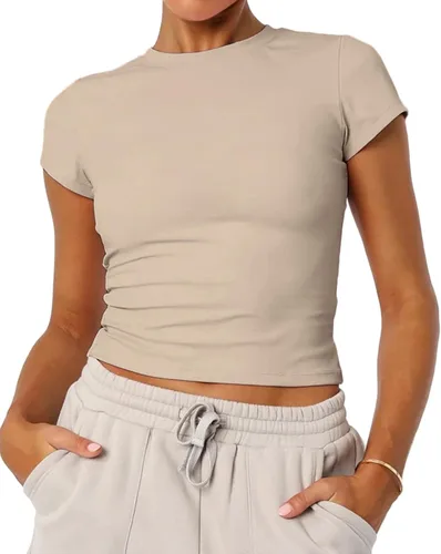 Vista 14 de Camisetas básicas de manga corta con cuello redondo para mujer de verano Y2K, lindas para salir, camisetas estilo bebé