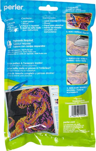 Vista 2 de Perler Tyrannosaurus Rex Pattern Bag Beads Kit, 3500pcs, Dino