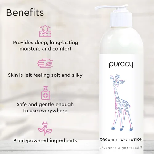 Vista 9 de Puracy Loción orgánica para bebé, hidratante orgánico para eczema para bebés y recién nacidos, loción corporal natural para niños para pieles