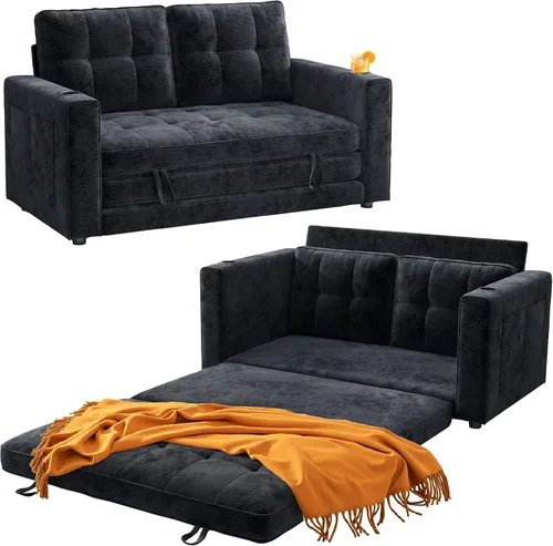 Vista 8 de Sofá Cama Convertible, Sofá Cama Loveseat Extraíble, Sofá Cama Plegable 2 en 1, Sofá de Piso para Espacios Pequeños, Cama de Piso Desplegable
