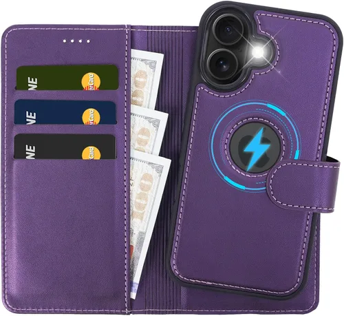 Vista 25 de Funda de piel sintética 2 en 1 para iPhone 13 PRO MAX, funda de piel sintética desmontable con soporte para tarjetas, funda extraíble con bloqueo