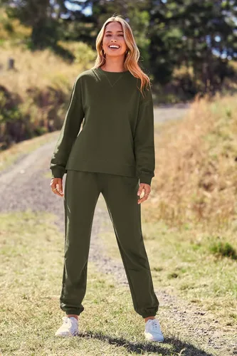Vista 91 de Prettygarden - Conjunto de pijama de dos piezas para mujer, diseño de teñido anudado, sudadera informal de manga larga con pantalones largos, ropa