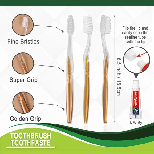 Vista 3 de 20 cepillos de dientes desechables con pasta de dientes envueltos individualmente a granel, kit de cepillo de dientes de viaje, cepillos de dientes