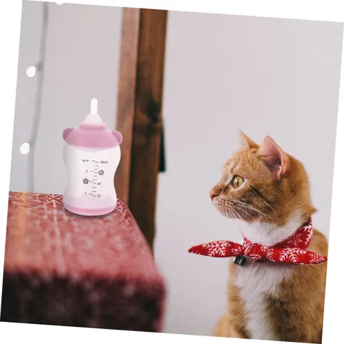 Vista 2 de Mipcase 3 juegos de botellas de lactancia para gatitos de 2.7 fl oz, mini perro, cachorro, botella para mascotas, chupetes para animales recién