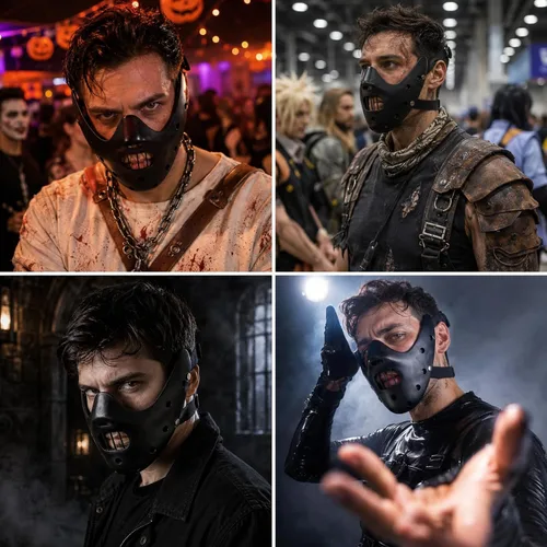 Vista 8 de nezababy Hannibal Lecter Máscara Cosplay El Silencio de los Corderos Media Cara Asesino de Resina