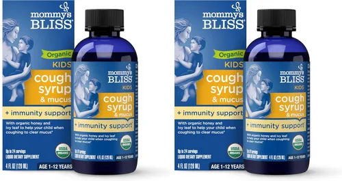 Vista 9 de Mommy's Bliss Jarabe orgánico para la tos y alivio de moco para niños + apoyo inmunológico, agave y miel, hoja de hiedra, saúco, zinc, vitamina C, 4