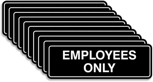 Vista 23 de Letrero estándar de solo empleados - Negro - Pequeño (1 paquete)