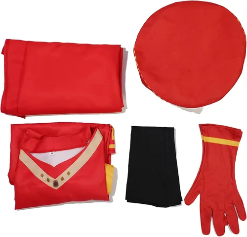 Vista 6 de Disfraz de anime Lord Farquaad Cosplay Farquaad, sombrero rojo, bata, uniforme de caballero, disfraz de Halloween para adultos y niños
