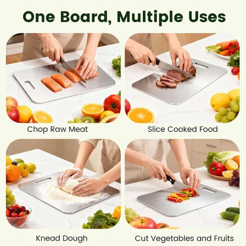 Vista 7 de [Usado] Tabla de cortar de titanio, tablas de cortar de titanio 100% puro para cocina, tablas de cortar de doble cara de grado alimenticio,