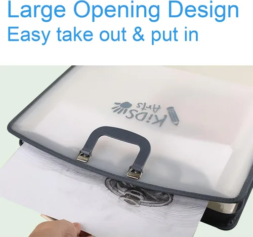 Vista 5 de Acocony - Organizador de archivos de 11 x 17 pulgadas con 13 bolsillos 11x17 portfolio folder for artwork with Handle and Zipper Closure, Frosted