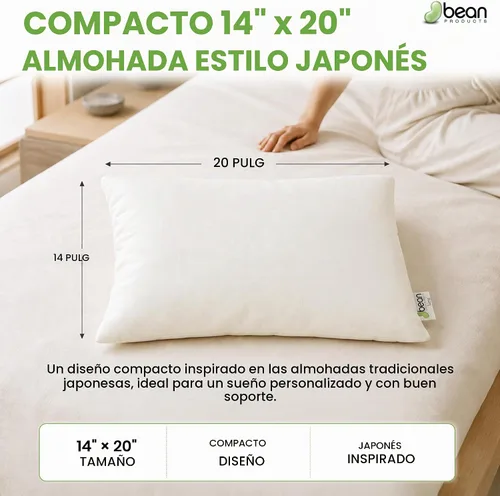 Vista 2 de Bean Products Almohada de casco de trigo sarraceno orgánico, japonés, 14 x