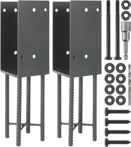 Vista 10 de 1 paquete de acero inoxidable resistente en forma de U de 4 x 4 pulgadas (real 3.5 x 3.5 pulgadas), soporte para poste de valla de hormigón húmedo