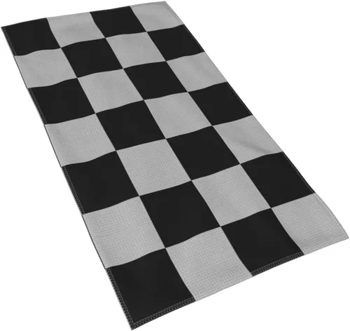 Vista 2 de Ouqiuwa Toallas de mano suaves de carreras en blanco y negro de 27.5 x 15.7 pulgadas, toalla de baño fina, regalo de decoración de baño pequeño
