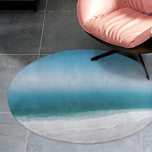 Vista 2 de Coral Velvet Round Area Rug 2' Non-Slip TPR Backing Carpet 0.2 Inch Low Pile Dead Sea Salt Flats Door Mat Washable Decorative Floor Rug for Bathroom