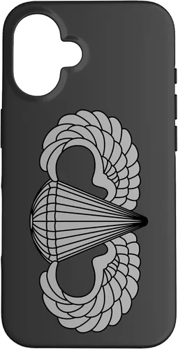 Vista 31 de Insignia básica de paracaidista para iPhone 14, alas de salto aerotransportadas, funda gris
