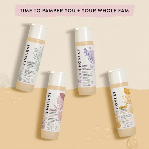 Vista 8 de The Honest Company Paquete de champú limpiador 2 en 1 y loción facial de gel corporal, suave para bebés de origen natural de cítricos vainilla