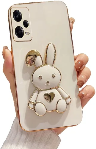 Vista 52 de Funda con soporte de conejo de corazón para Xiaomi Redmi A1, galvanizado suave TPU protector delgado a prueba de golpes con lindo conejito soporte