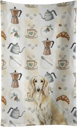 Vista 73 de Caroline's Treasures Afghan Hound - Toalla de cocina para barra de café, terciopelo frontal y lazo de algodón, lavable a máquina Sabueso afgano