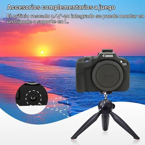 Vista 6 de VOVMOEYA Compatible con Canon EOS R50 - Kit de accesorios para funda de cámara [con 2 películas LCD templadas], funda protectora de cámara