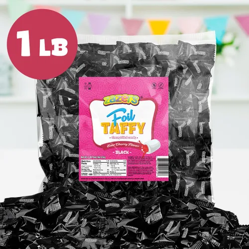Vista 3 de Black Foils - Caramelos dulces y ácidos, bolsa de 1 libra de caramelos kosher con temática de color negro envueltos individualmente con sabor a