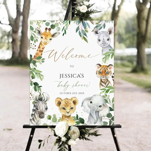 Vista 27 de Letrero de bienvenida de safari para baby shower, plantilla de cartel de baby shower, baby shower de género neutro, letrero editable de baby shower